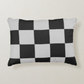 黒市松模様に白の正方形またはカスタム アクセントクッション (正面)