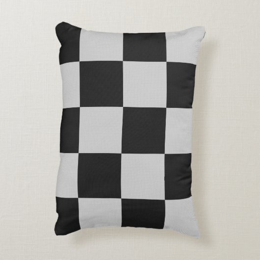 黒市松模様に白の正方形またはカスタム アクセントクッション (裏面(縦))