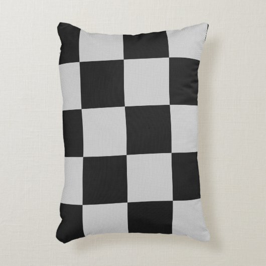 黒市松模様に白の正方形またはカスタム アクセントクッション (正面(垂直))