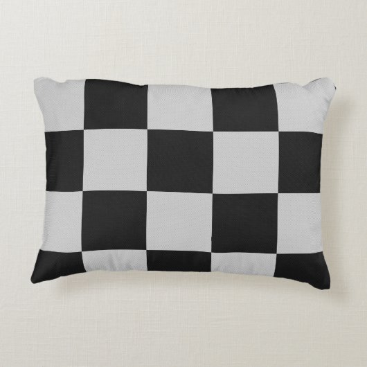 黒市松模様に白の正方形またはカスタム アクセントクッション (裏面)