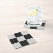 黒市松模様に白の正方形またはカスタム スクエアペーパーコースター (インサイチュ)