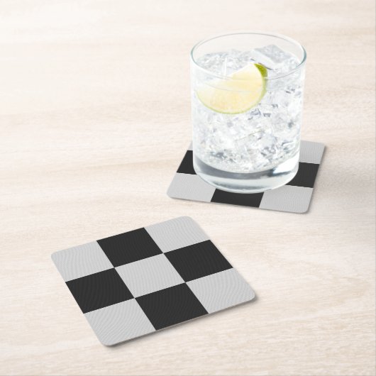 黒市松模様に白の正方形またはカスタム スクエアペーパーコースター (インサイチュ)