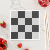 黒市松模様に白の正方形またはカスタム スタンダードランチョンナプキン (インサイチュ)
