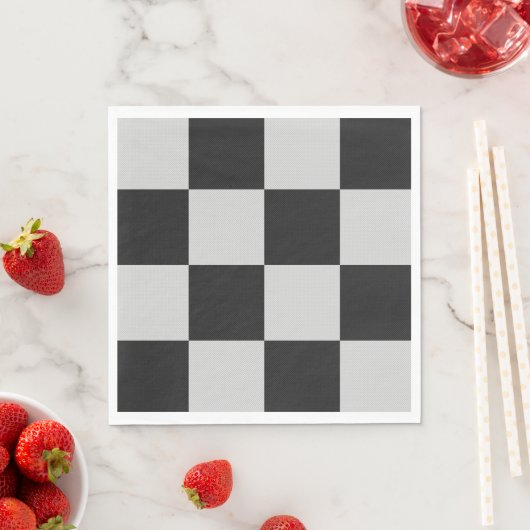 黒市松模様に白の正方形またはカスタム スタンダードランチョンナプキン (インサイチュ)