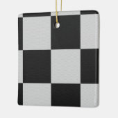 黒市松模様に白の正方形またはカスタム セラミックオーナメント (左)