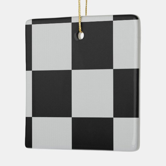 黒市松模様に白の正方形またはカスタム セラミックオーナメント (左)