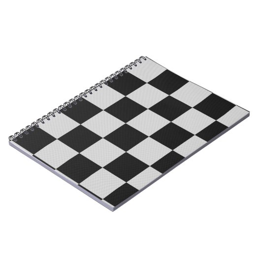 黒市松模様に白の正方形またはカスタム ノートブック (左側)