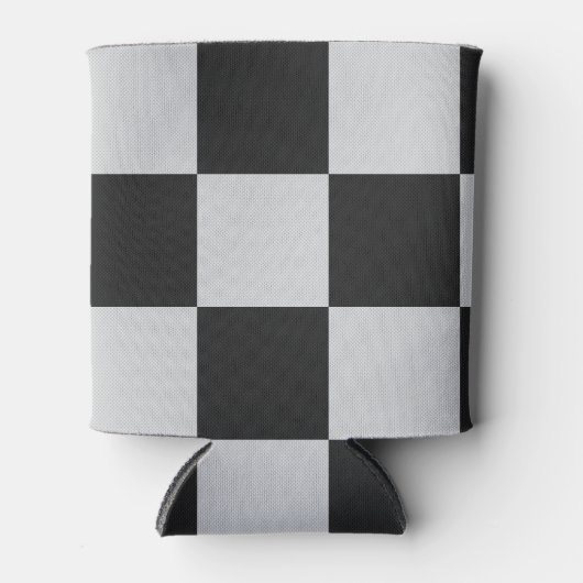 黒市松模様に白の正方形またはカスタム 缶クーラー (正面)
