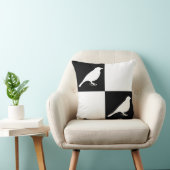 黒市松模様に白の鳥の枕 クッション (椅子)