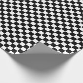 黒市松模様に白フラッグのオートレース ラッピングペーパー (角)