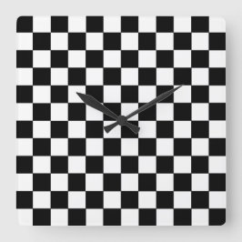 黒市松模様に白 スクエア壁時計