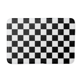 黒市松模様に白 バスマット