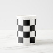 黒市松模様に白 ボーンチャイナマグカップ (正面)