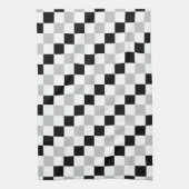 黒市松模様に、白、グレー キッチンタオル (縦)