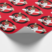 黒帯の空手/忍者のブルネットの男の子 ラッピングペーパー (角)