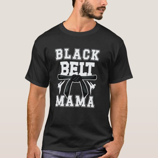 黒帯ママ空手母 空手ママ Tシャツ (正面)