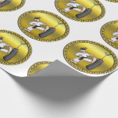 黒帯空手の男が黒い練習バッグを蹴る ラッピングペーパー (角)