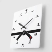 黒帯、武道の黒帯、武道 スクエア壁時計 (傾斜)