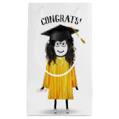 黒帽と卒業証書を持つスティックガール スモールペーパーバッグ (正面)