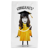 黒帽と卒業証書を持つスティックガール スモールペーパーバッグ (正面)