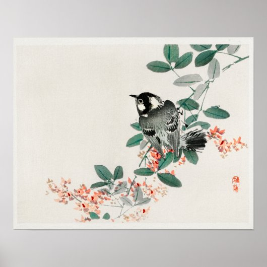 黒帽の《鳥》アメリカゴガラは光野楳嶺(1844年~1895年) ポスター (正面)
