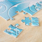 黒帽子とニンジンの鼻を持つ青い雪雪だるま ジグソーパズル (側面)