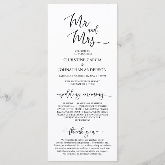 黒幕エレガントの脚本、ミセスの式結婚 プログラム (正面)