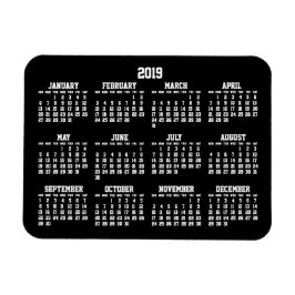 黒年カレンダー2019小さなフレキシブル磁石 マグネット