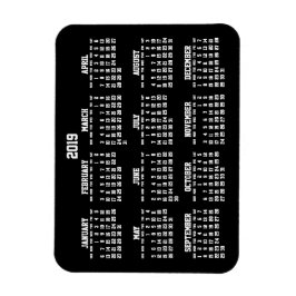 黒年カレンダー2019小さなフレキシブル磁石 マグネット