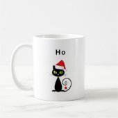 黒座おもしろいりサンタクロースのクリスマスキャット コーヒーマグカップ (左)