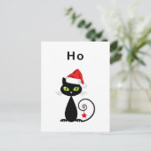 黒座おもしろいりサンタクロースのクリスマスキャット ポストカード (スタンド正面)