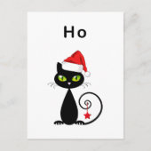 黒座おもしろいりサンタクロースのクリスマスキャット ポストカード (正面)