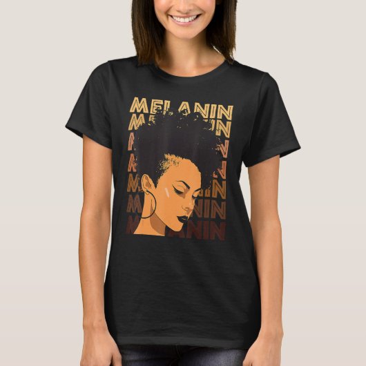 黒強い女の子アフロ愛メラニンアフリカンアメリ Tシャツ (正面)