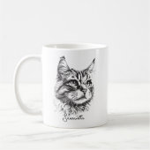 黒彫り猫頭絵画作品 コーヒーマグカップ (左)
