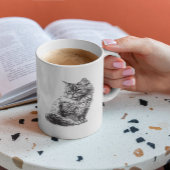 黒彫り猫頭絵画作品 コーヒーマグカップ