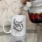 黒彫り猫頭絵画作品 コーヒーマグカップ