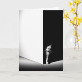 黒影の白い猫 カード (黄色い花)