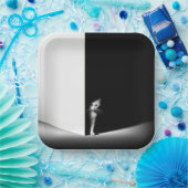 黒影の白い猫 ペーパープレート (パーティー)