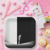 黒影の白い猫 ペーパープレート (パーティー)