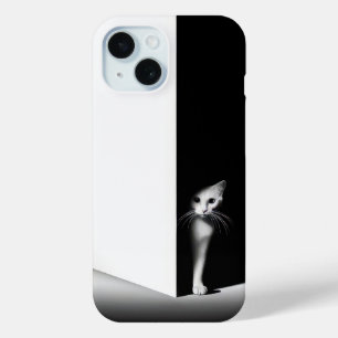 黒影の白い猫 iPhone 15ケース