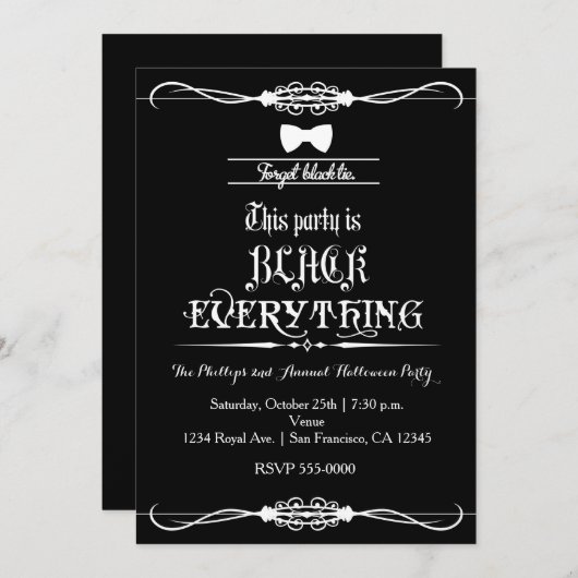 黒忘れタイハローウィンパーティ招待状 招待状 (正面/裏面)