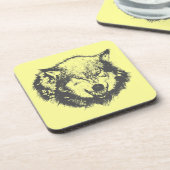 黒怒いオオカミ コースター (左側)