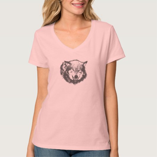 黒怒いオオカミ Tシャツ (正面)