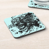 黒怒いスプラッシュのチーターで背景を選ぶ コースター (左側)