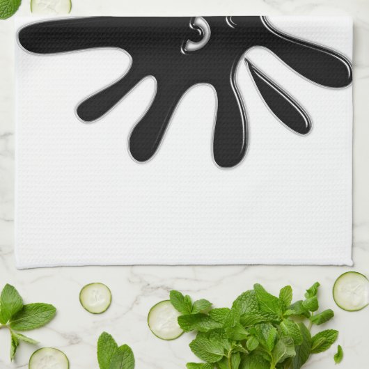 黒怒絵を描（ばちゃばちゃ）跳ねる キッチンタオル (折り畳み)