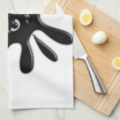 黒怒絵を描（ばちゃばちゃ）跳ねる キッチンタオル (四つ折り)