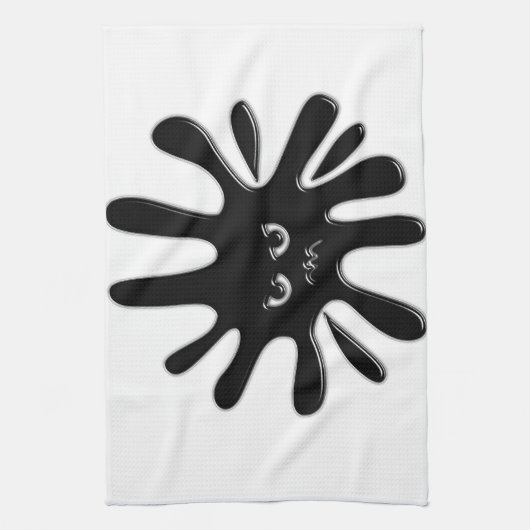 黒怒絵を描(ばちゃばちゃ)跳ねる キッチンタオル (縦)