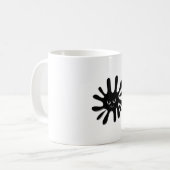 黒怒絵を描(ばちゃばちゃ)跳ねる コーヒーマグカップ (正面左)