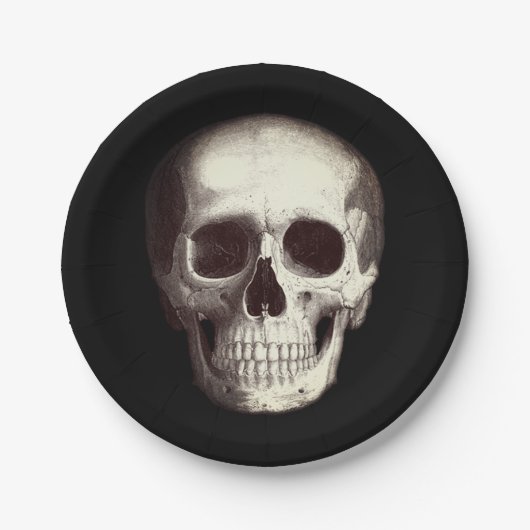 黒怖いスカル大人ハロウィーン ペーパープレート (正面)