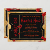 黒怖い血液（ばちゃばちゃ）跳ねるハローウィンパーティチケット 招待状 (正面/裏面)